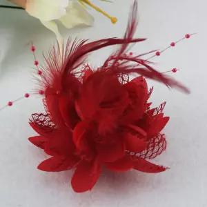 깃털 장식 망사 꽃 손목 코사지 보석 브러치 소품 웨딩 머리 비즈