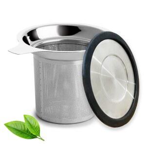 티 인퓨저, 실리콘 뚜껑이 있는 엑스트라 파인 메쉬 스트레이너, 루즈 티를 위한 304 스테인리스 스틸 티포트, 머그컵을 스티퍼 바스켓 필터