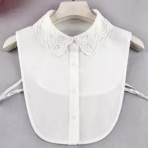 자수 펀칭 클래식 넥케이프 페이크 카라 레이스 셔츠
