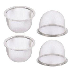 uxcell 4pcs 스테인리스 스틸 메쉬 티 스테이너 티포트 스크린 3.1인치로 차와 칵테일을 걸러내거나 밀가루 설탕 향신료와 허브 실버 톤을 걸러냅니다