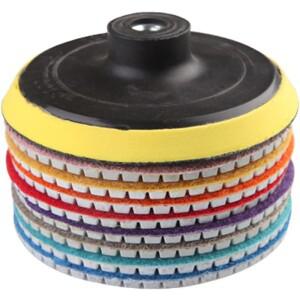 4인치 8개 다이아몬드 연마 패드 세트, 화강암, 대리석, 미세결정 유리, 조리대, 콘크리트용 건식 샌딩 디