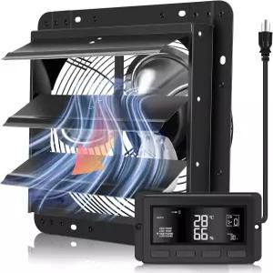 온도 조절기가 있는 YOZON 10인치 다락방 팬 스마트 습도 차고 배기 EC 모터 700 CFM 닭장용 10단 조절