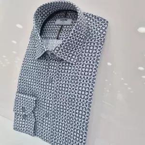 [레노마]슬림핏/구김성 적은/트리코트 기하학 무늬 긴소매 셔츠 RLFSL0146_US