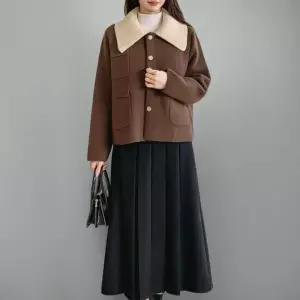 [신상오픈런]여성 클래식 니트 큰 카라 포켓 울 자켓 (42612807)