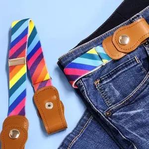 캐쥬얼허리띠 프리 노버클 프리 벨트 무지개