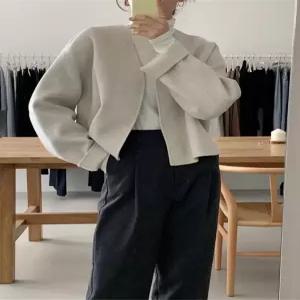 여성용 간절기 자켓 루즈핏 숏코트 반코트 하프 코트