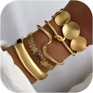 여성용 iF You 골드 뱅글 팔찌 다인 매듭 14K 도금 다층 커프스 보석용 개인 맞춤형 보호 청키 세트 선물