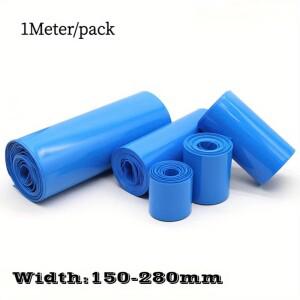 1미터 블루 18650 리포 배터리 PVC 열수축 튜브 팩 85mm ~ 300mm 폭 절연 필름 랩 리튬 케이스 케이블 슬리