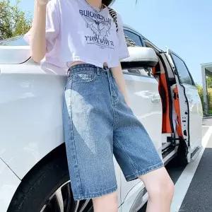 일자핏 여자 데님 반바지 팬츠 여자 5부 청바지 여성