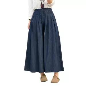 스커트 팬츠 청 오피스룩 슬림핏 빅사이즈 여자치마 봄가을 와이드 스트라이프 원템3