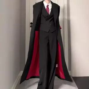 검정 빨강 롱 남자정장재킷 발마칸 트렌치코트 트렌치 정장 코트 원템1