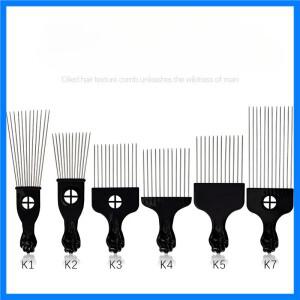 검은 금속 아프리카 계 미국인 선택 빗 헤어 빗 헤어 빗 헤어 스타일링 도구 살롱 이발소 액세서리 6 스타