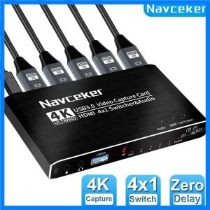 2023 4 포트 비디오 캡처 카드 USB 3.0 HDMI 호환 그래버 레코더 카메라 녹화 라이브 스트리밍을위한 원활