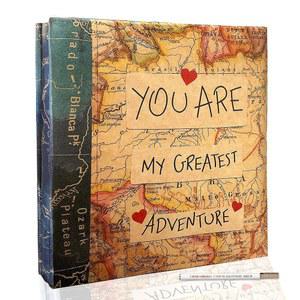 홀로어리 셀프 접착 페이지 사진 앨범, 메탈릭 펜 마그네틱 스틱 스크랩북 3x5 4x6 5x7 6x8 8x10 핸드메이드 DIY 40페이지 프린트된 크래프트 페이퍼 커버 올드 맵 어드벤처 메모리북