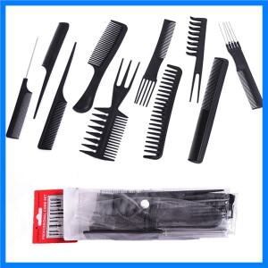 10 개/몫 블랙 메이크업 빗 세트 스타일링 미용 빗 10 디자인 이발사 훈련 꼬리 빗 살롱 스튜디오 HairCut