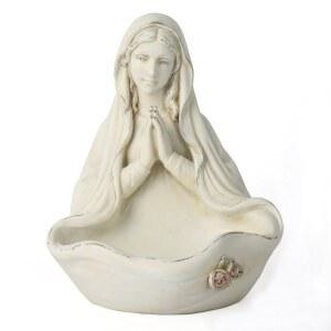 BC 가톨릭 축복 성모 마리아 동상, 마리아상, 탁상용 묵주 장신구 홀더, 어머니에게 드리는 축일 선물, 홈 데코 5.5 u201D H, 클래식 르네상스 조각, 빌드클래식 핸드메이드