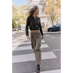 국내배송 자라 ZARA 여성 꼬임 마감 니트 재킷 브라운 9598196700 1852242