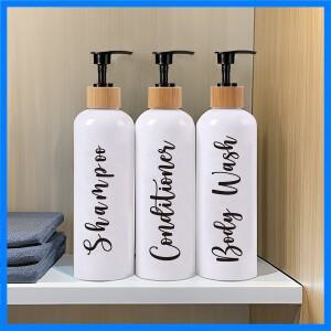 욕실 샴푸 디스펜서 로션 병 펌프 리필 형 샤워 젤 컨디셔너 보관 병 방수 라벨 500ML