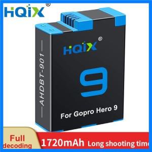 HQIX 적용 가능GoPro Hero 9, 10, 12 블랙 액션 카메라용 AHDBT-901 충전기 배터리