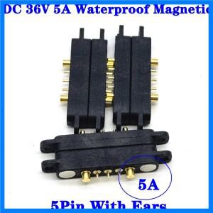 1세트 5A 36V DC 마그네틱 포고핀 커넥터 5핀 이어 방수 암수 스프링 장착 전원 소켓