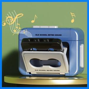 빈티지 미니 녹음 가능한 테이프 레코더 커플 선물 레트로 카세트 클래식 재미 빨간색과 파란색