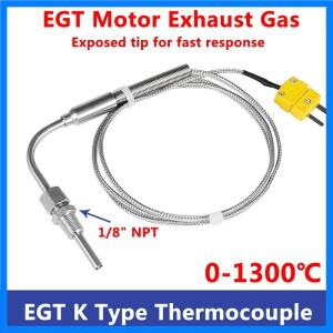 1300 ° C K 유형 EGT 모터 배기 가스 온도 센서 스테인레스 스틸 프로브 열전대 튜브 나사 1/8'' NPT 엘보