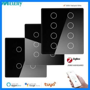 멜러리 라이트 스위치 지그비 리피터 4x4 브라질 터치 센서 글래스 패널 투야 스마트 4/6/8 갱 리모컨 알렉