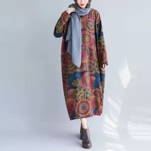 앤트맨 원피스 빈티지 가을 여사친 긴팔 프린트 눈송이 가운 OPH3