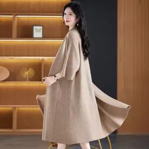 율랑팡 여성용 롱 니트 봄 가을 스웨터 카디건 아우터 트렌디 무릎 가디건 7부 HO3