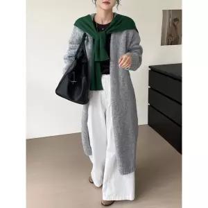 팔콘 여성 여사친 롱 니트 소프트 칼라 퓨어 코디 카디건 KKE1