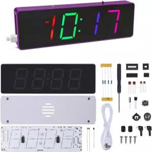 긱펀 컬러풀 디지털 시계 DIY 키트 컬러 RGB 마이크로컨트롤러 납땜 실습 부품 및 액세서리 제작 교육