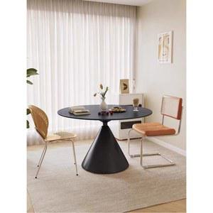 고요한 화이트 라운드 스톤 슬레이트 테이블 직경원탁설산백발 슬래브 식탁 매트 가정용