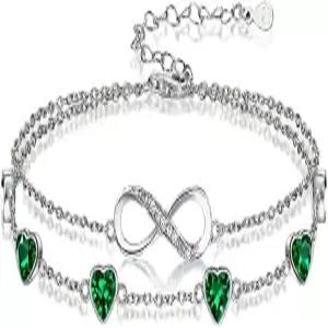 프리마타 인피니티 탄생석 참 링크 팔찌/발찌 925 스털링 실버 조절 가능한 12개월 생일 선물 여성용
