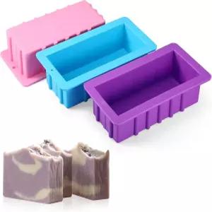 도멘시 대형 비누 몰드 3종 9.6 x 5.1 2.6 인치 실리콘 스 블록 직사각형 DIY 수제 로프 만들기 공예 제빵