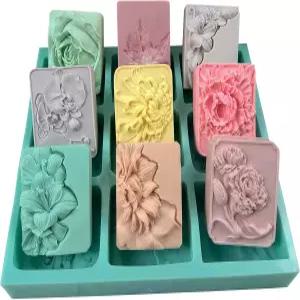 9 캐비티 혼합 꽃 비누 몰드 수제 만들기 실리콘 트레이 천연 비누용 향초 왁스 플래스터 디퓨저 크리스탈