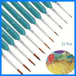 11 개/몫 미니어처 페인트 브러쉬 세트 미세한 세부 페인트 브러시 수채화 그림을위한 미세 미니 아티스트