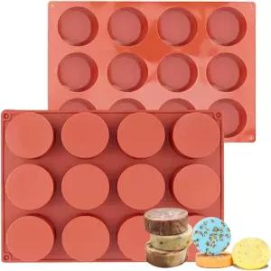 둥근 실리콘 비누 몰드 2개의 12홀 수제 샤워 스티머 목욕 폭탄/샤워용 실린더 몰드/로션 바/비왁스/캔들