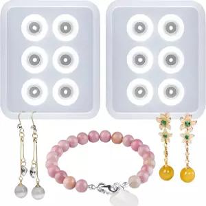 구멍 몰드가 있는 실리콘 주얼리 6개의 캐비티 원형 구슬 폴리머 클레이 비누 만들기 카보숑 보석 DIY 공예