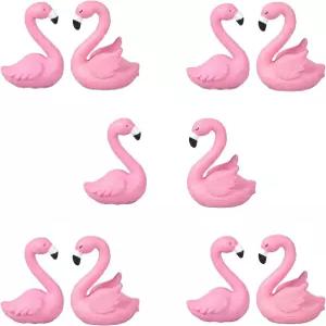 동황 10개 미니 플라밍고 미니어처 피규어 귀여운 케이크 장식 부활절 컵케이크 토퍼 요정 정원 이끼 풍경