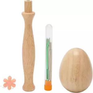 Darning Mushroom 세트 매끄러운 나무 곡선형 손잡이 분리형 수선 용품 키트 (바느질 옷 DIY 공예용 바늘