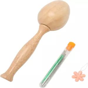 다닝 버섯 세트 - 옷 양말 DIY 프로젝트 재봉 및 수리용 나무 곡선 손잡이 바늘 키트