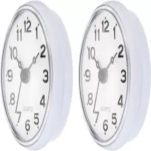 PATIKIL 방수 샤워 시계 흡착 컵이 달린 틱톡거리지 않는 조용한 미니 귀여운 거울 벽시계 2개 욕실 주방