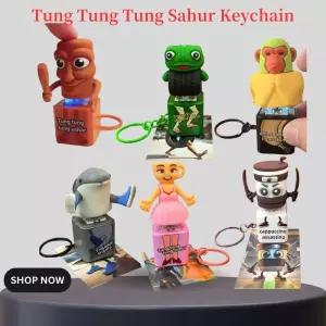 Tung Sahur 키 체인 Vioce LED 프레스 버튼 이탈리아 Brainrot Tralalero Tralala Shark Bag 펜던트