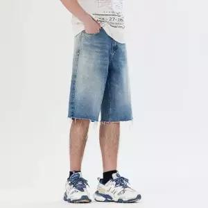 빈티지 캐주얼 바지 남친 데님 트리밍 슬림핏 반바지 워싱 청반바지 6부 원픽1