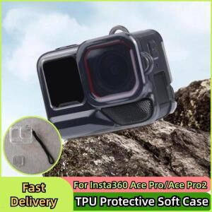 Insta360 Ace Pro/Ace Pro2 TPU 보호 소프트 케이스 용 실리콘 렌즈 커버가있는 긁힘 방지 전방위 커버