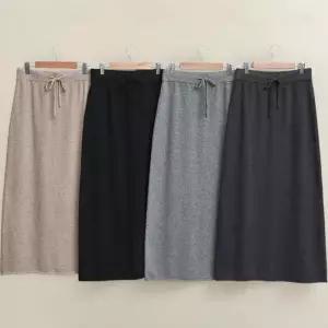 [신상오픈런]여성 A라인 롱 니트 스커트 리본 밴딩 가을용 치마 (41564546)