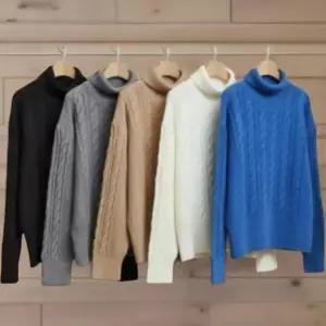 [신상오픈런]여성 오버사이즈 터틀넥 긴팔 니트 꽈배기 디자인 (42613696)