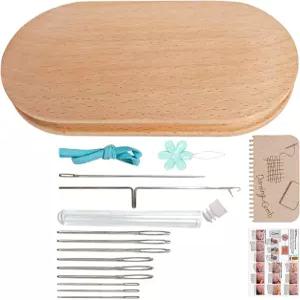 Ldqwztv 양말 다닝 키트 용품 키트에 달걀 모양 뜨개질 도구 의류 큰 눈바늘 바느질 실이 있는 양말용 나무