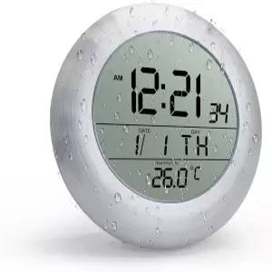 BXF 스포츠 욕실 샤워 시계 방수 엑스트라 대형 LCD 스크린 디지털 습기 방지 미끄럼 디스플레이 온도 시간