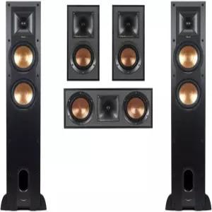 Klipsch 레퍼런스 5.0 홈 시어터 시스템 - 2배 R-26FA 바닥 스탠드 스피커 R-25C 센터 채널 R-41M 책장